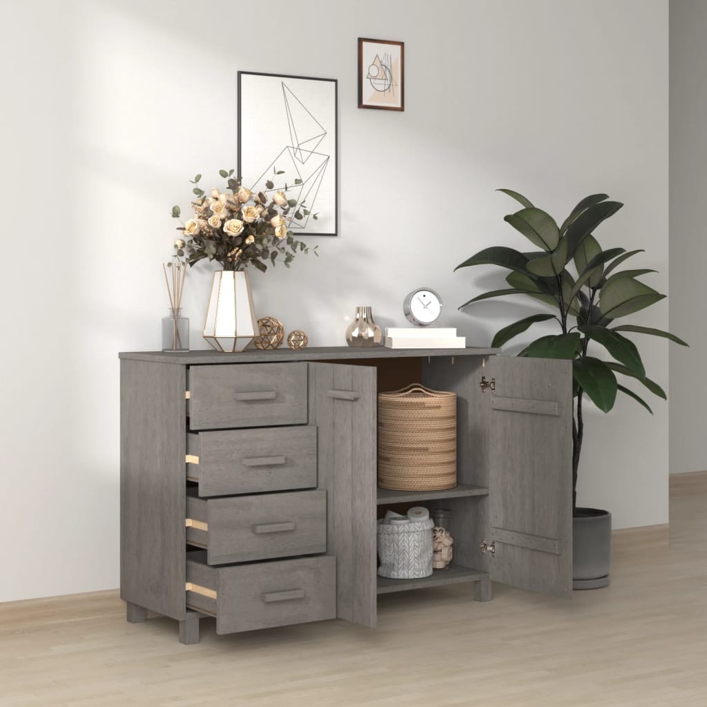 Credenza HAMAR Grigio Chiaro 113x40x80cm Legno Massello di Pino 340447