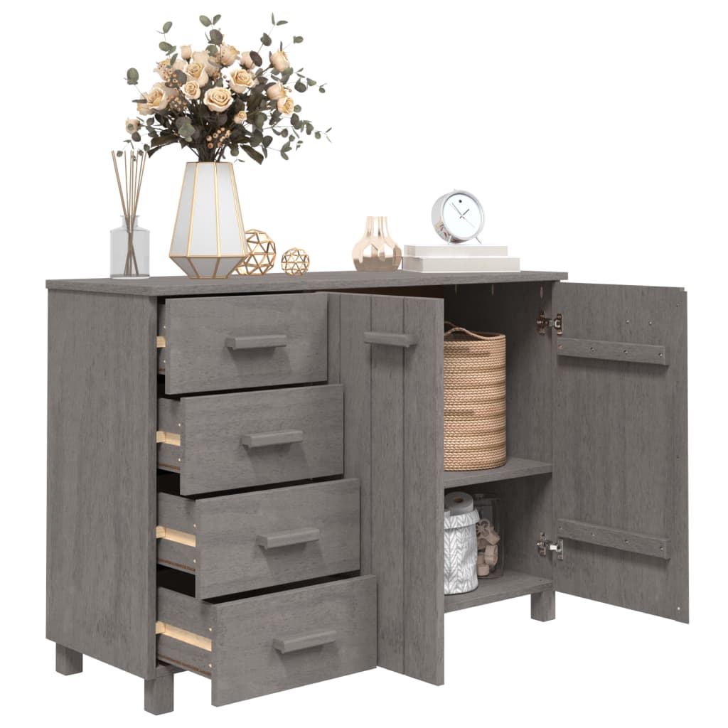 Credenza HAMAR Grigio Chiaro 113x40x80cm Legno Massello di Pino 340447