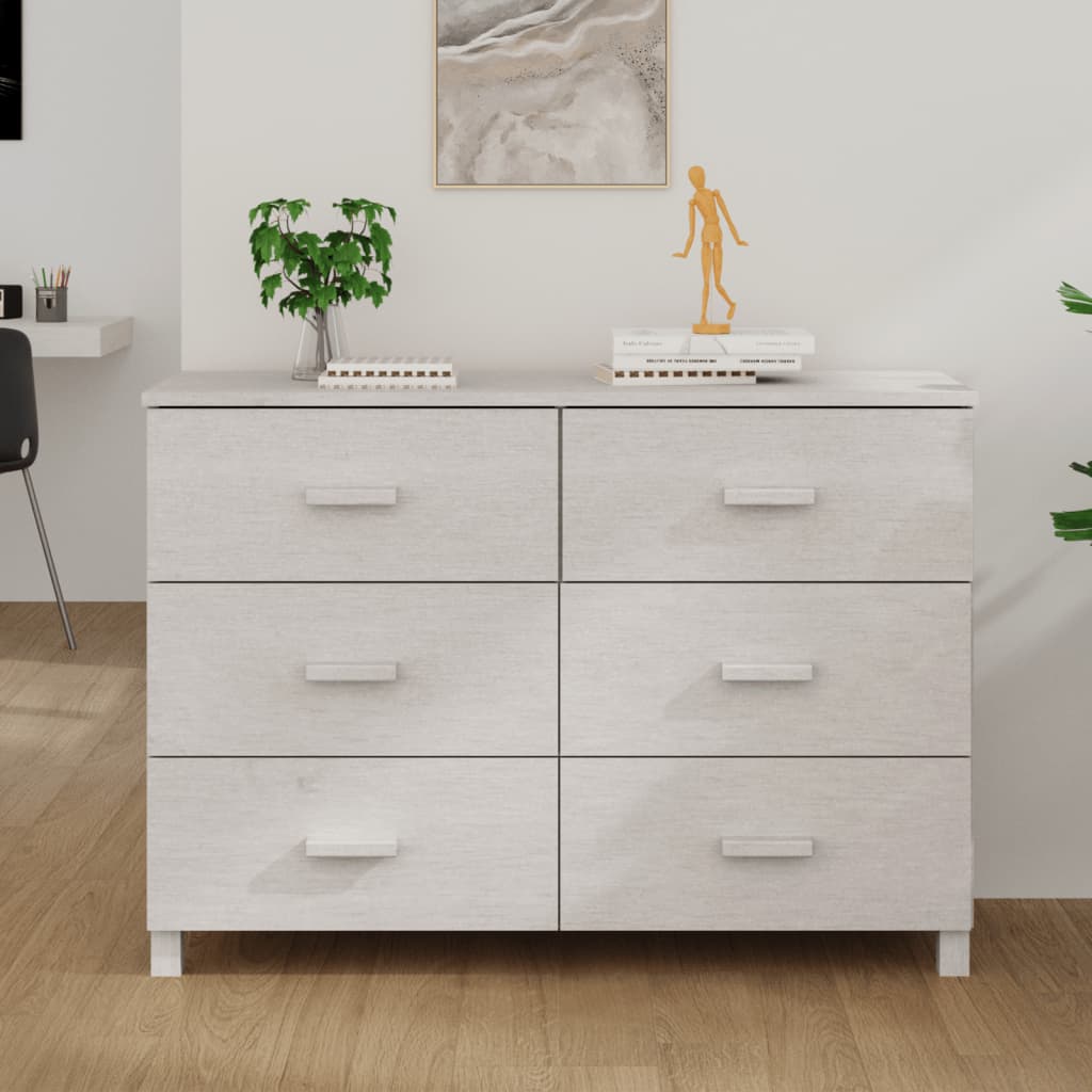 Credenza Bianca 113x40x80 cm in Legno Massello di Pino cod mxl 15653