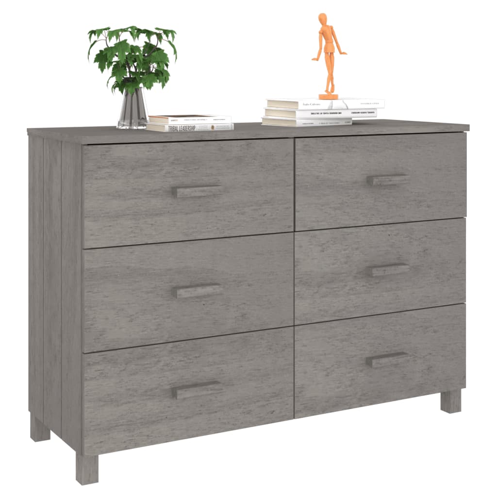 Credenza HAMAR Grigio Chiaro 113x40x80cm Legno Massello di Pino 340451