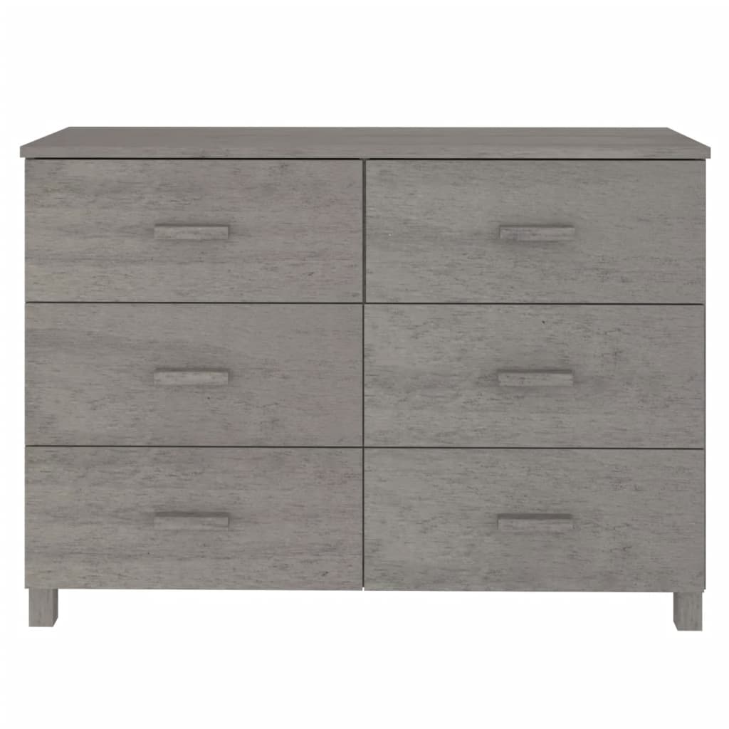 Credenza HAMAR Grigio Chiaro 113x40x80cm Legno Massello di Pino 340451