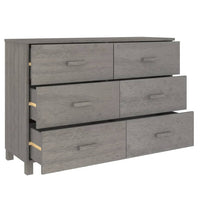 Credenza HAMAR Grigio Chiaro 113x40x80cm Legno Massello di Pino 340451