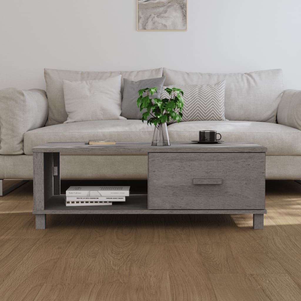 Tavolino Grigio Chiaro 100x55x35 cm in Legno Massello di Pino