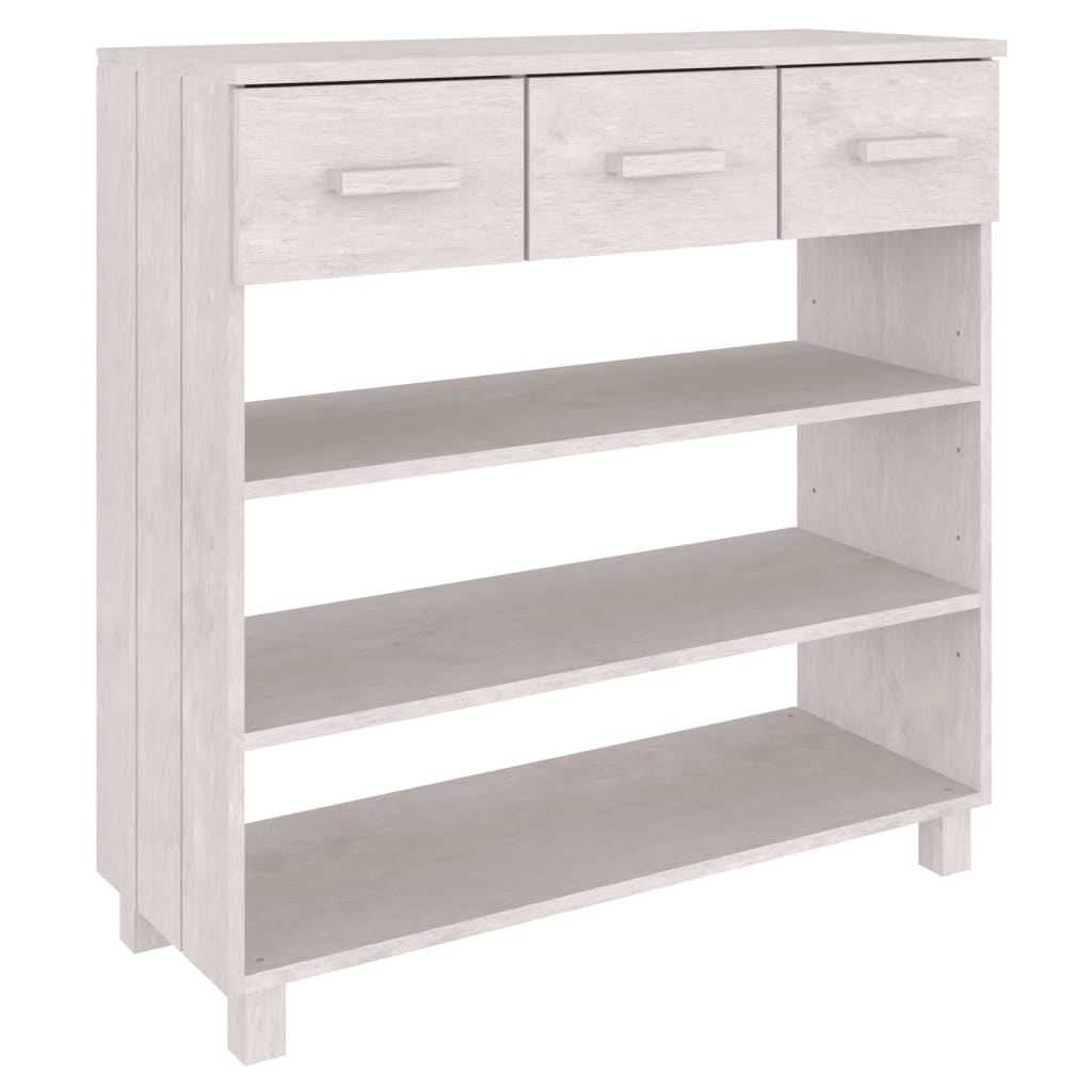 Tavolo Consolle Bianco 90x35x90 cm Legno Massello di Pino