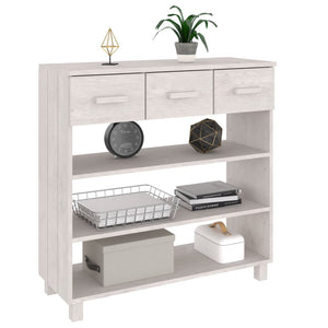 Tavolo Consolle Bianco 90x35x90 cm Legno Massello di Pino