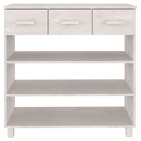 Tavolo Consolle Bianco 90x35x90 cm Legno Massello di Pino