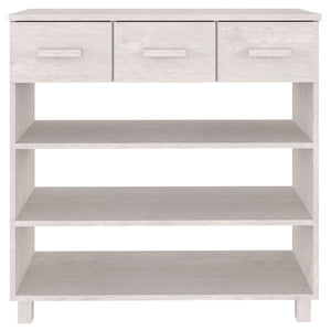 Tavolo Consolle Bianco 90x35x90 cm Legno Massello di Pino