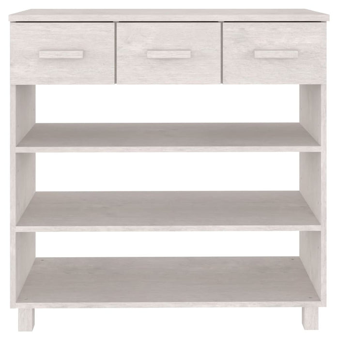 Tavolo Consolle Bianco 90x35x90 cm Legno Massello di Pino