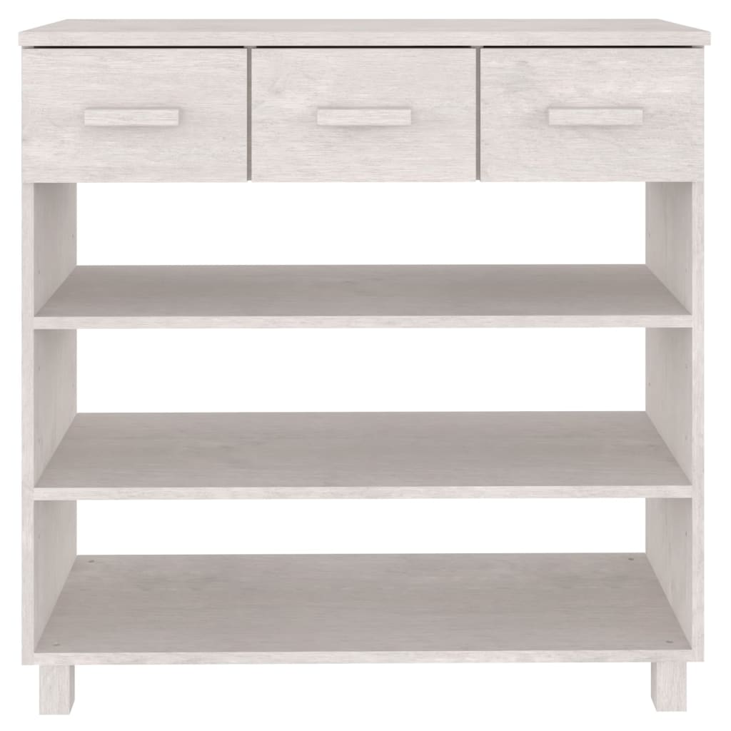 Tavolo Consolle Bianco 90x35x90 cm Legno Massello di Pino 340465