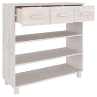 Tavolo Consolle Bianco 90x35x90 cm Legno Massello di Pino