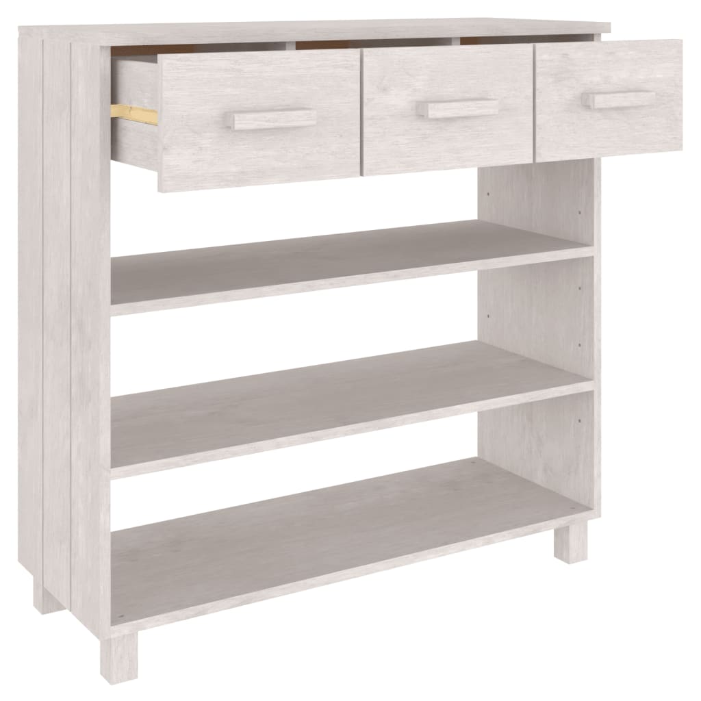 Tavolo Consolle Bianco 90x35x90 cm Legno Massello di Pino 340465