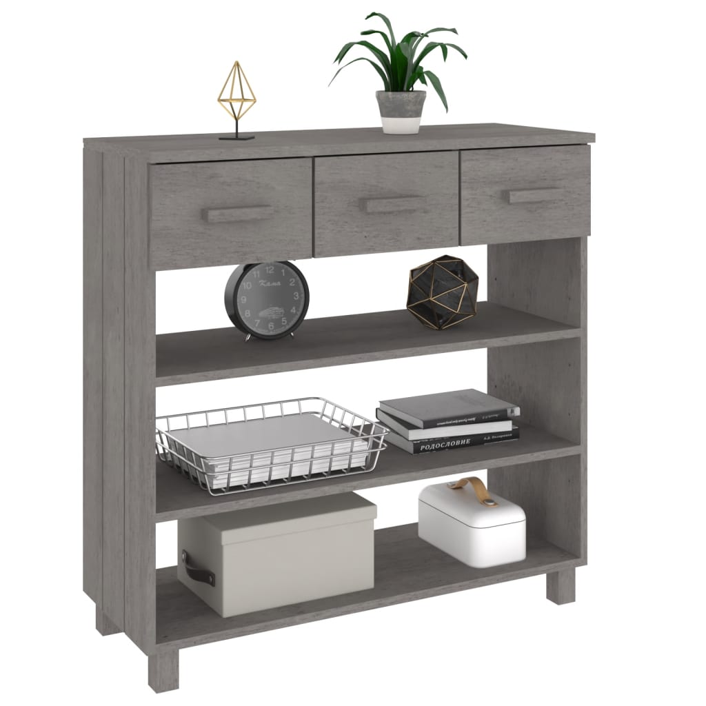 Tavolo Consolle Grigio Chiaro 90x35x90cm Legno Massello di Pino