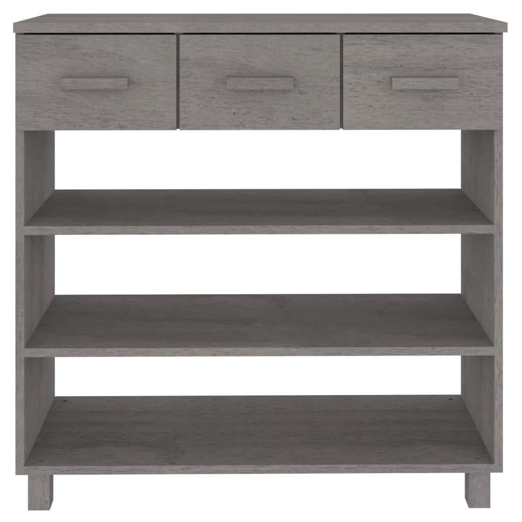 Tavolo Consolle Grigio Chiaro 90x35x90cm Legno Massello di Pino