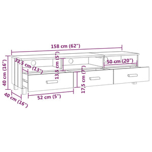 Mobile Porta TV Grigio Scuro 158x40x40 cm in Massello di Pino cod mxl 9765