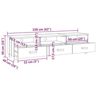 Mobile TV HAMAR Grigio Scuro 158x40x40 cm in Legno di Pino 340474