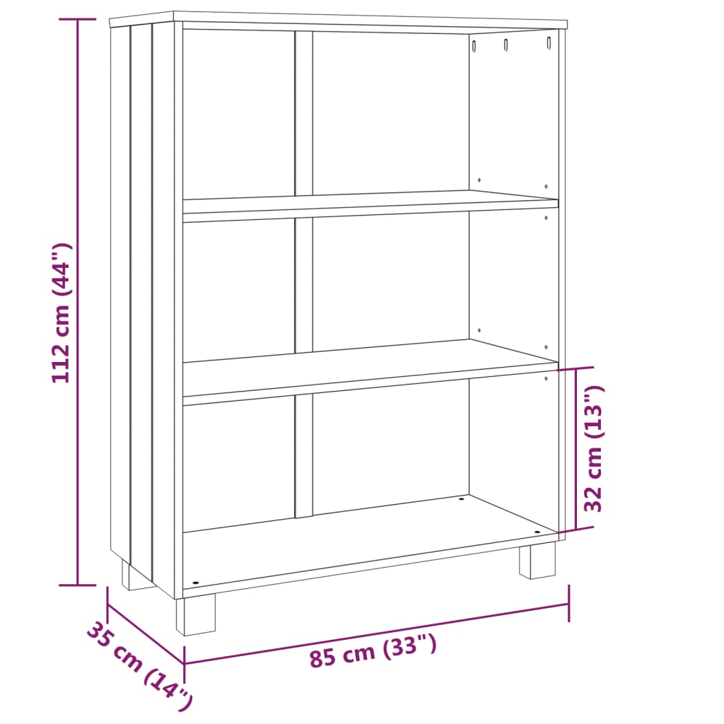 Libreria Marrone Miele 85x35x112 cm in Legno Massello di Pino