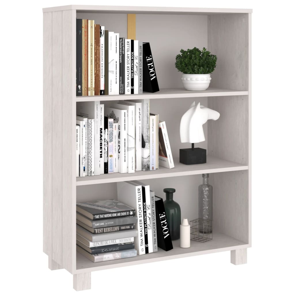 Libreria Bianca 85x35x112 cm in Legno Massello di Pino