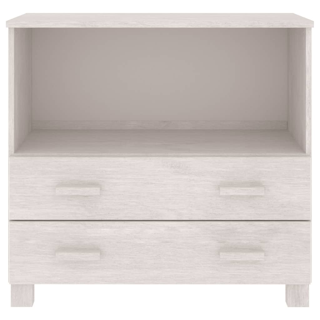 Credenza HAMAR Bianca 85x35x80 cm in Legno Massello di Pino 340497