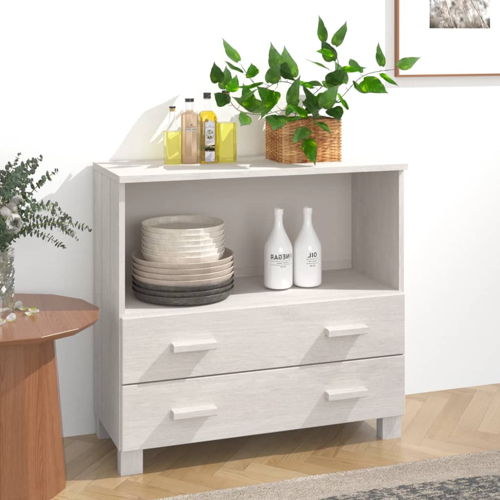 Credenza Bianca 85x35x80 cm in Legno Massello di Pino cod mxl 25748