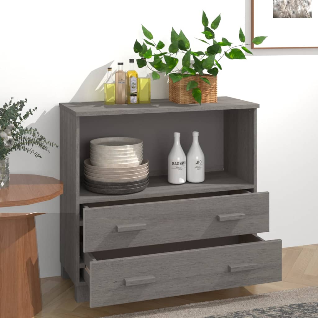 Credenza Grigio Chiaro 85x35x80 cm in Legno Massello di Pino cod mxl 26186