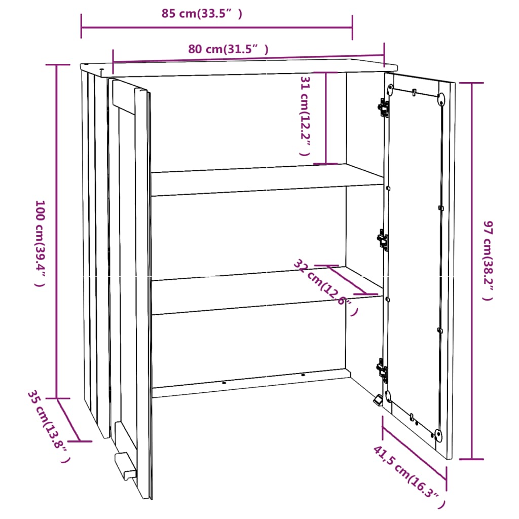 Scaffale per Credenza Marrone Miele 85x35x100 cm Legno di Pino cod mxl 17265