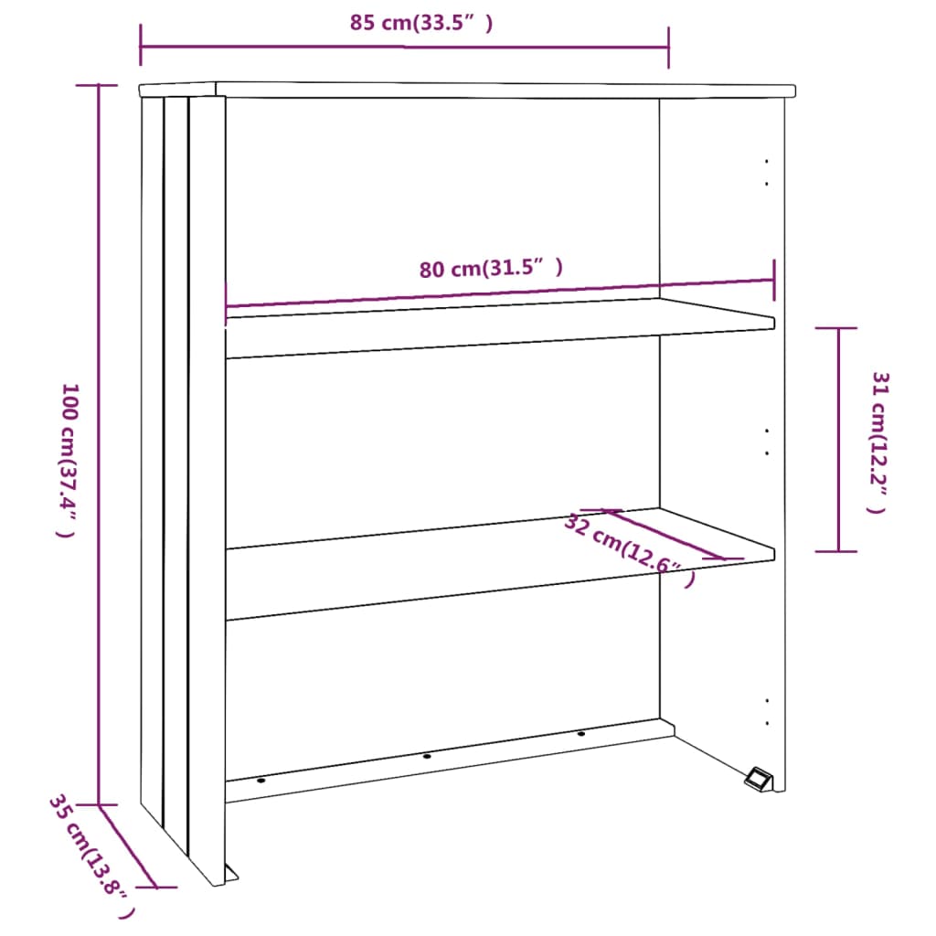 Scaffale per Credenza Marrone Miele 85x35x100 cm Legno di Pino