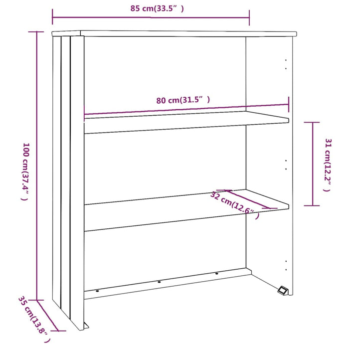 Scaffale per Credenza Marrone Miele 85x35x100 cm Legno di Pino