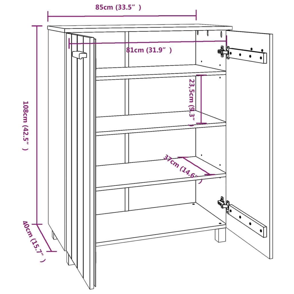 Scarpiera Miele 85x40x108 cm in Legno Massello di Pino cod mxl 46350