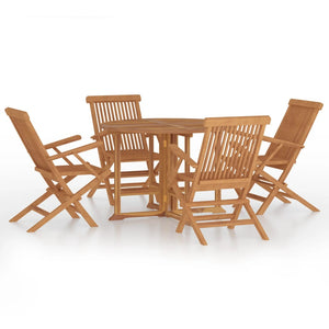 Set da Pranzo Pieghevole per Esterni 5pz Legno Massello di Teak cod mxl 48213