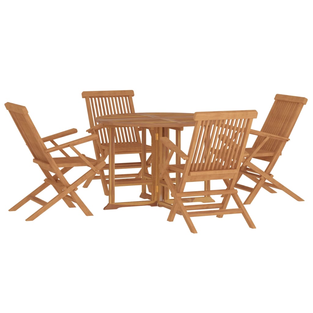 Set da Pranzo Pieghevole per Esterni 5pz Legno Massello di Teak cod mxl 48213