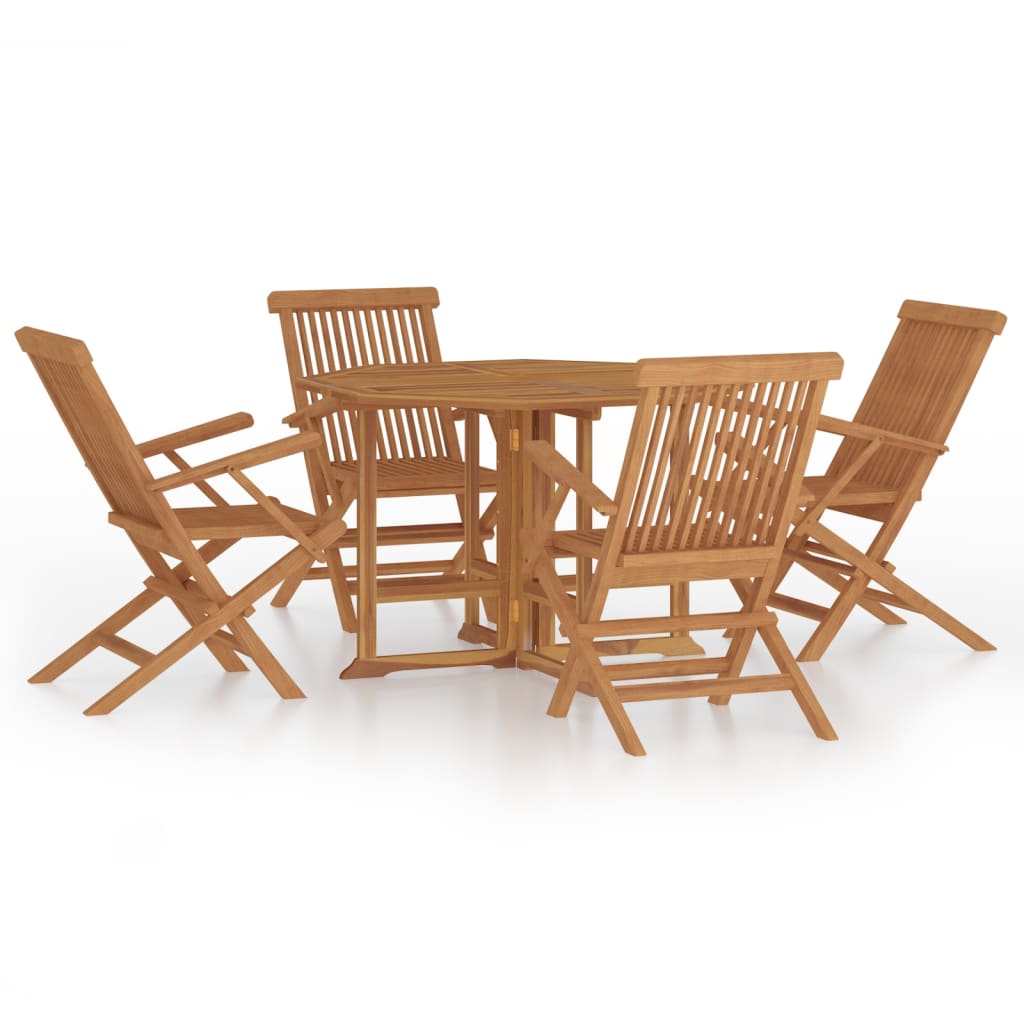 Set da Pranzo Pieghevole per Esterni 5pz Legno Massello di Teak cod mxl 44406