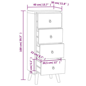 Cassettiera 40x30x100 cm in Legno Massello di Teak cod mxl 74658