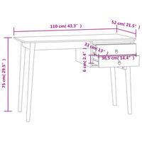 Scrivania con 2 Cassetti 110x52x75 cm in Legno Massello di Teak 340738