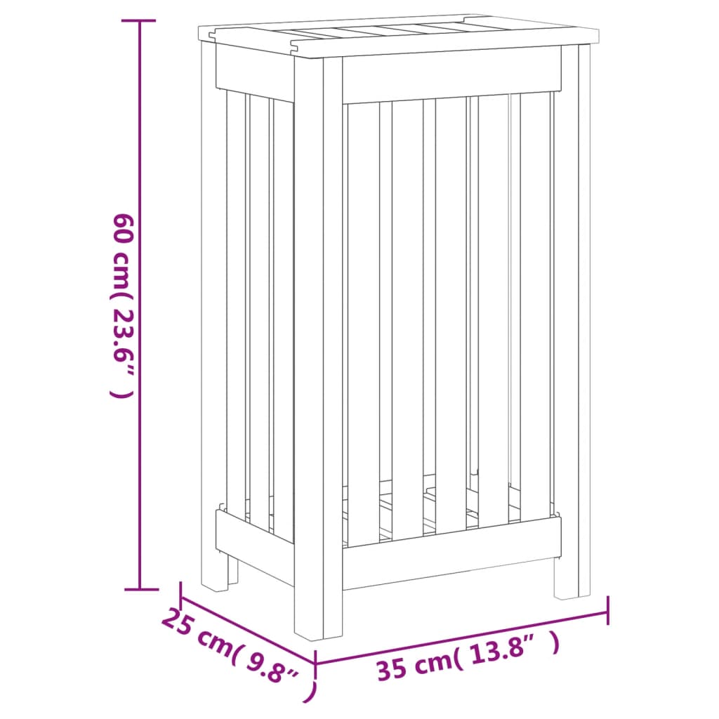 Cesto del Bucato 35x25x60 cm in Legno Massello di Teak 340758