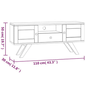 Mobile Porta TV 110x30x50 cm in Legno Massello di Teak