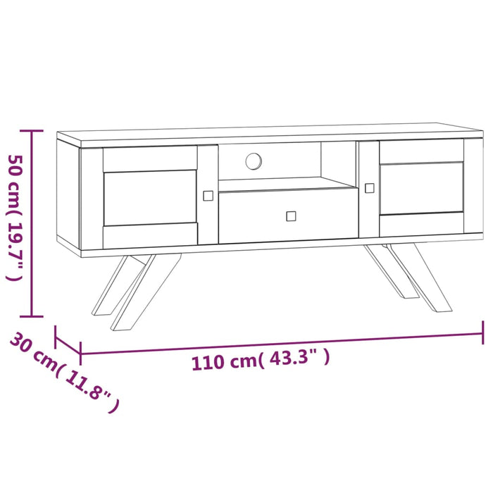 Mobile Porta TV 110x30x50 cm in Legno Massello di Teak