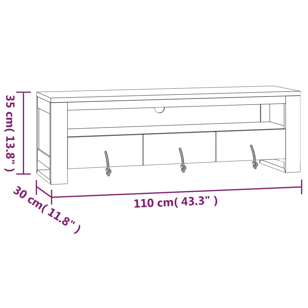 Mobile Porta TV 110x30x35 cm in Legno Massello di Teak cod mxl 15490