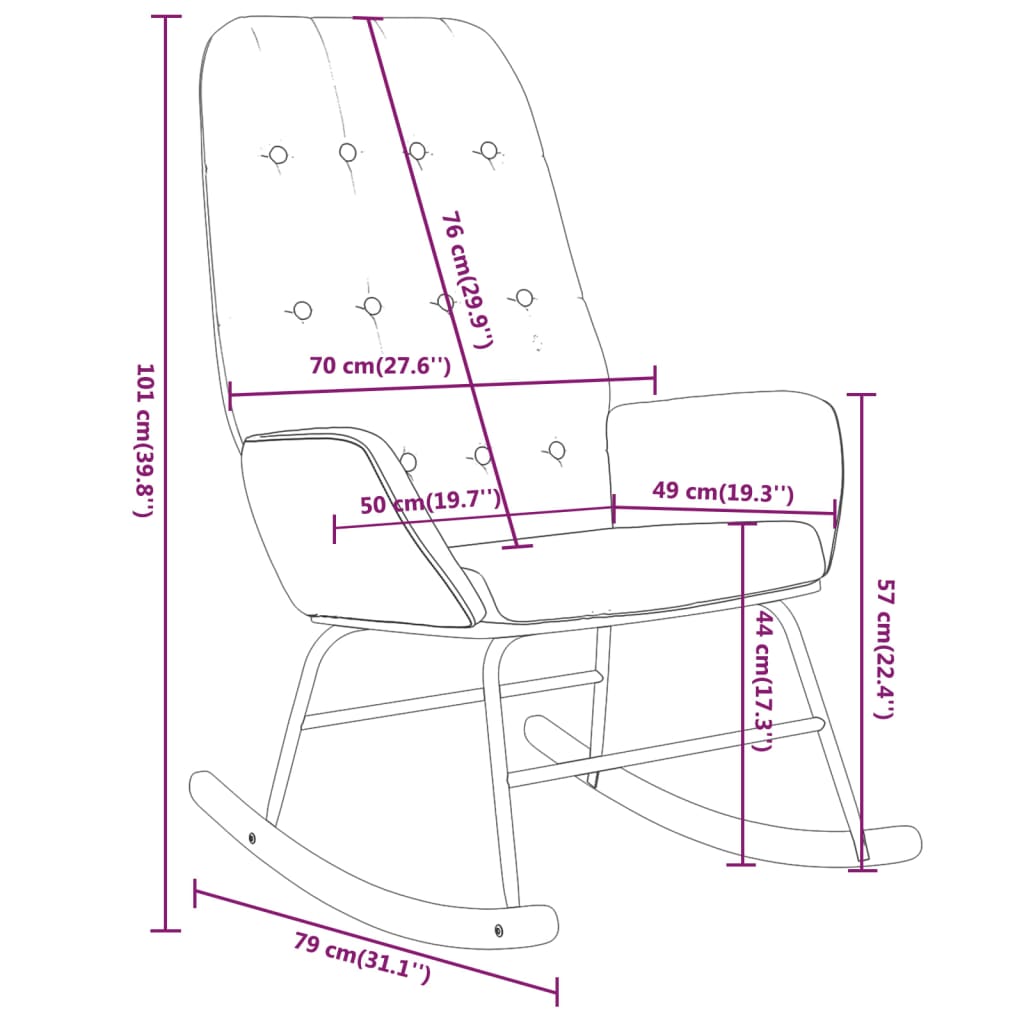 Poltrona a Dondolo in Tessuto Grigio Chiaro 341253