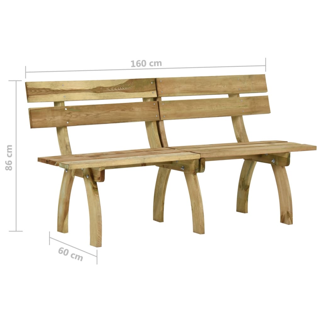 Panchina da Giardino 160 cm in Legno di Pino Impregnato cod mxl 45713