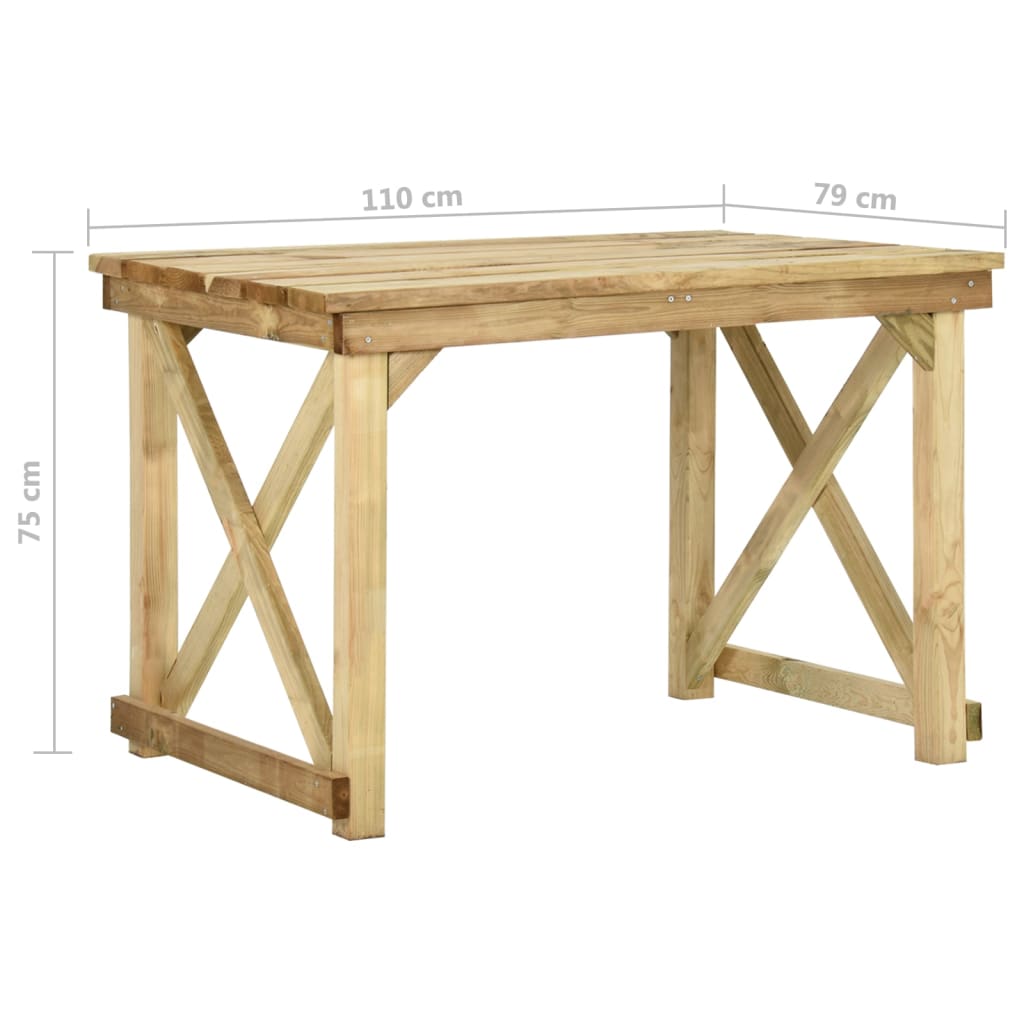 Tavolo da Giardino 110x79x75 cm Legno di Pino Impregnato cod mxl 34421