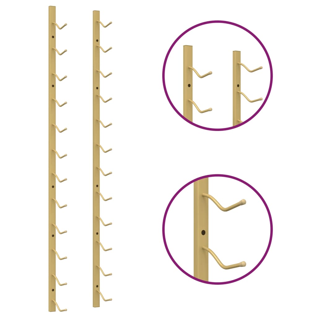 Portavini da Parete per 12 Bottiglie Oro in Ferro cod mxl 47086