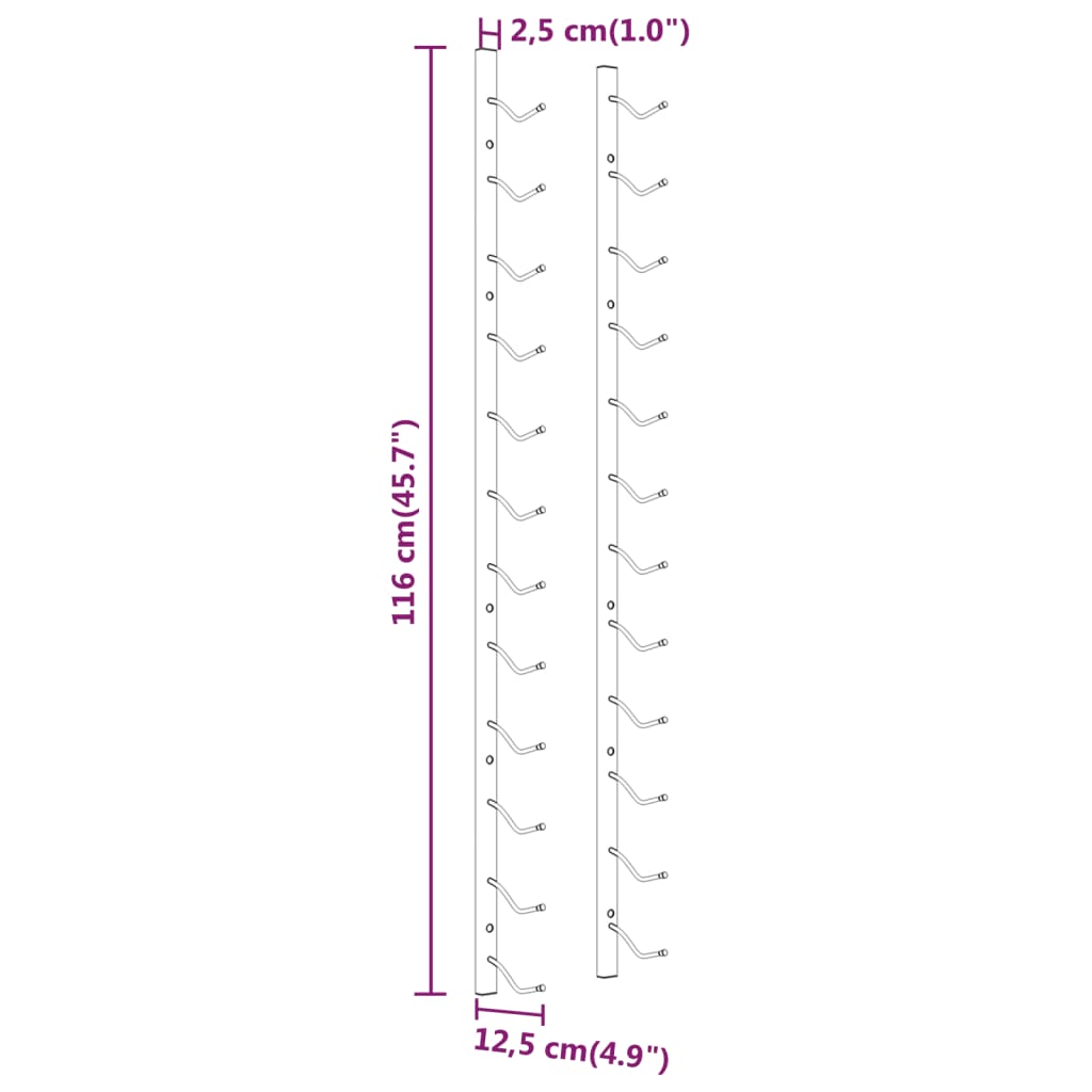 Portavini da Parete per 12 Bottiglie Oro in Ferro cod mxl 47086