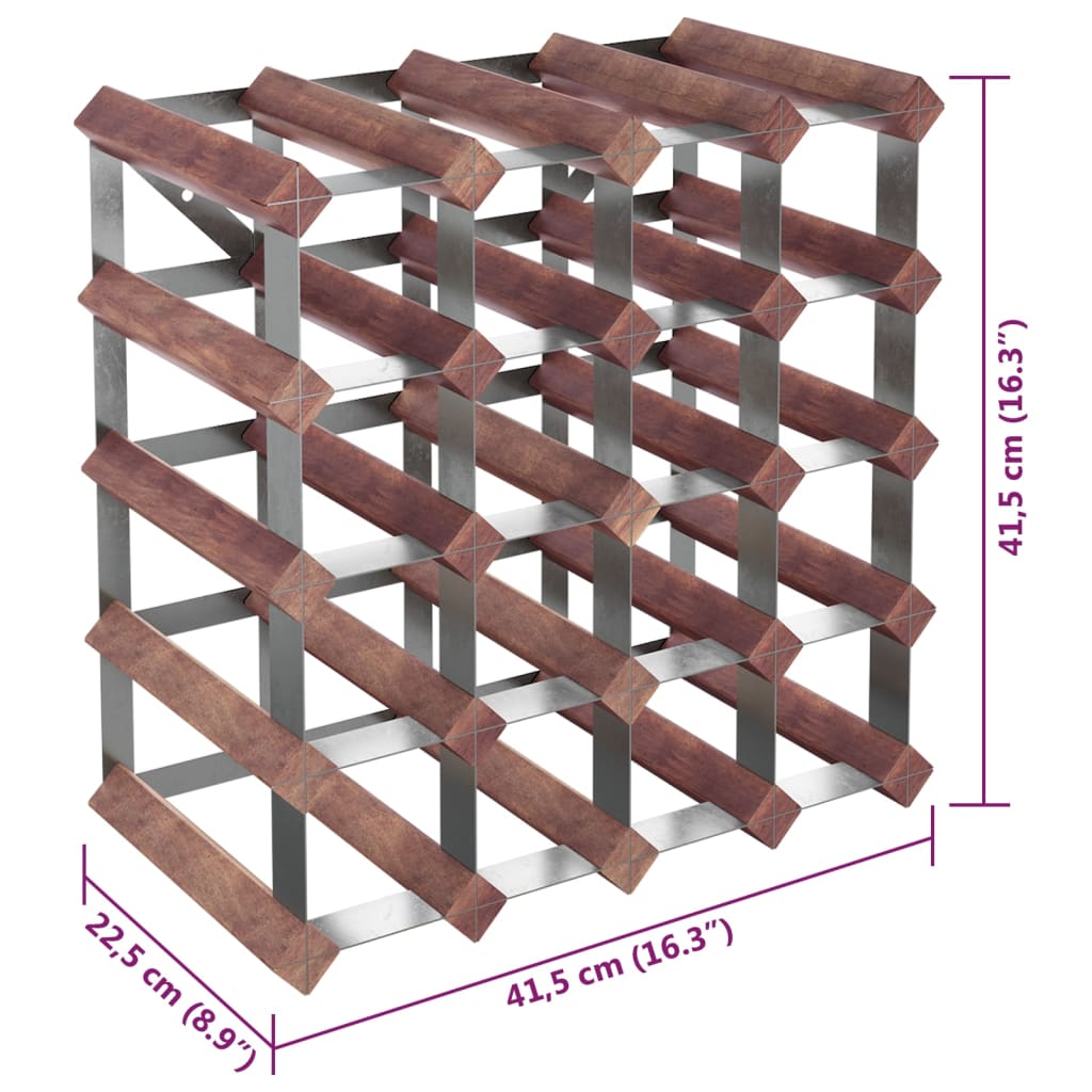 Portabottiglie per 20 Bottiglie Legno Massello di Pino Marrone 340892