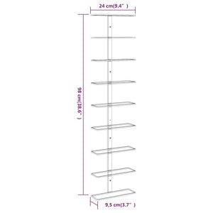 Portavini da Parete per 9 Bottiglie Bianco in Ferro 340900