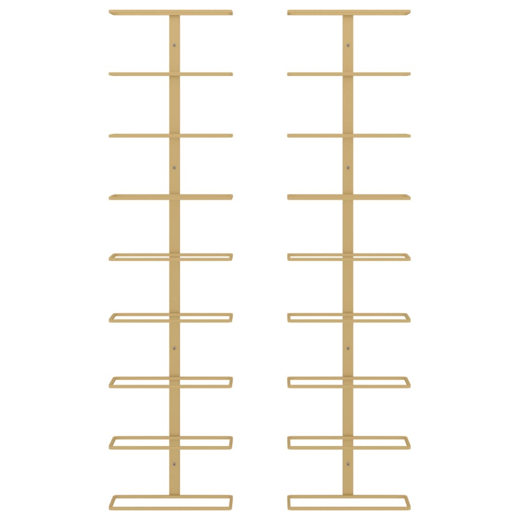 Portavini da Parete per 9 Bottiglie 2 pz Dorato in Ferro 340903