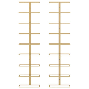 Portavini da Parete per 9 Bottiglie 2 pz Dorato in Ferro 340903