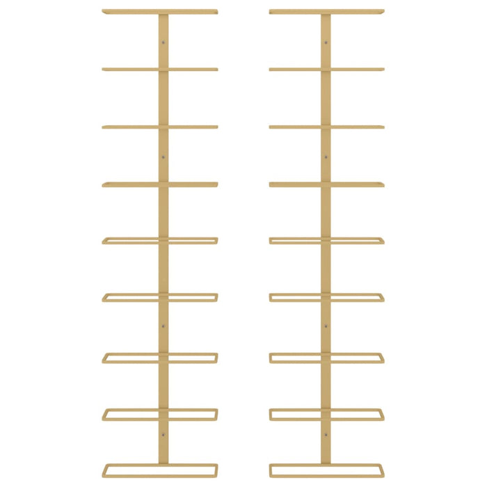 Portavini da Parete per 9 Bottiglie 2 pz Dorato in Ferro 340903