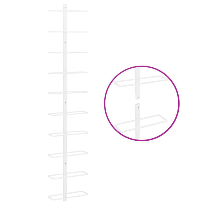 Portavini da Parete per 10 Bottiglie Bianco in Metallo 340904