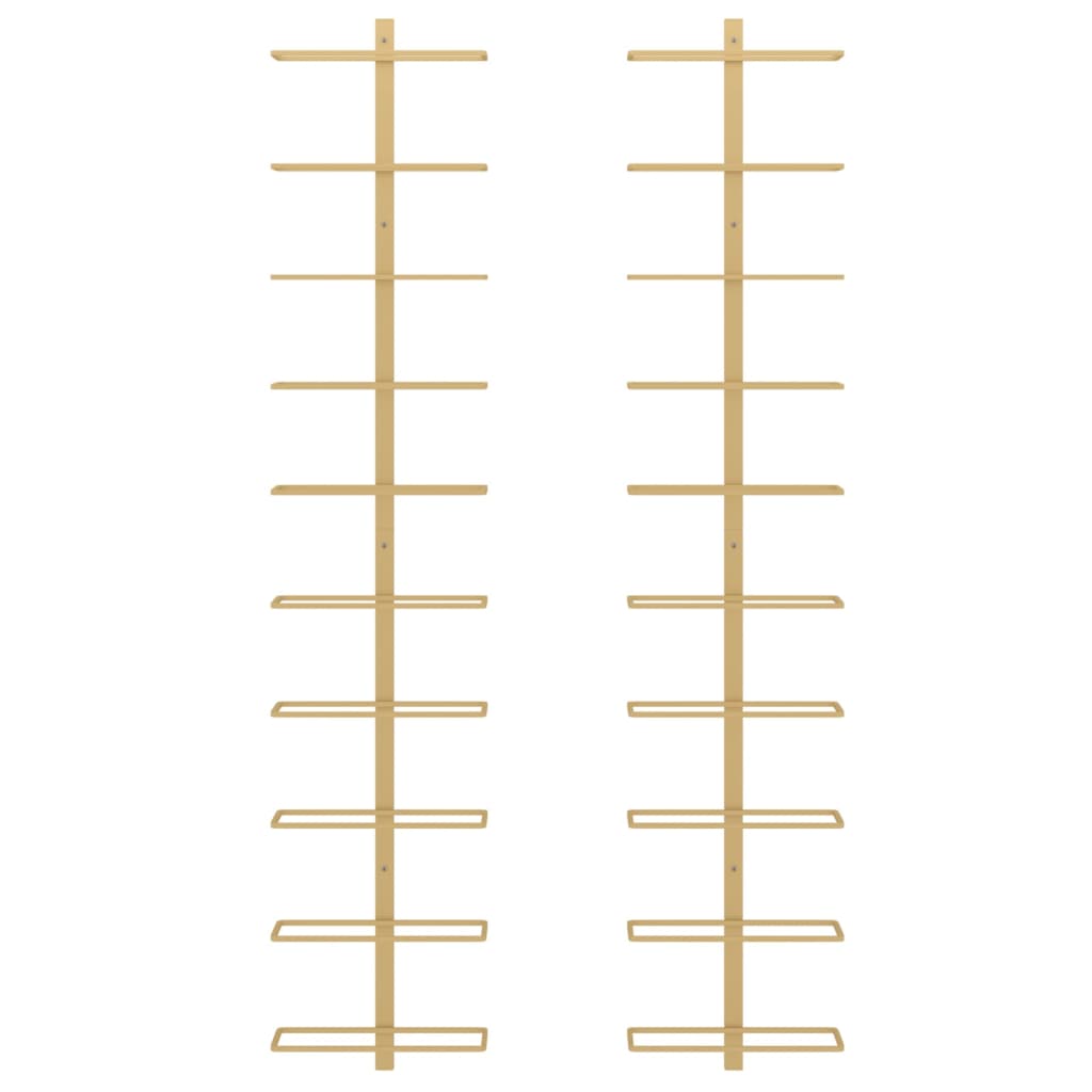 Portavini da Parete per 10 Bottiglie 2 pz Dorato in Metallo 340907