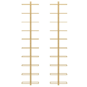 Portavini da Parete per 10 Bottiglie 2 pz Dorato in Metallo 340907